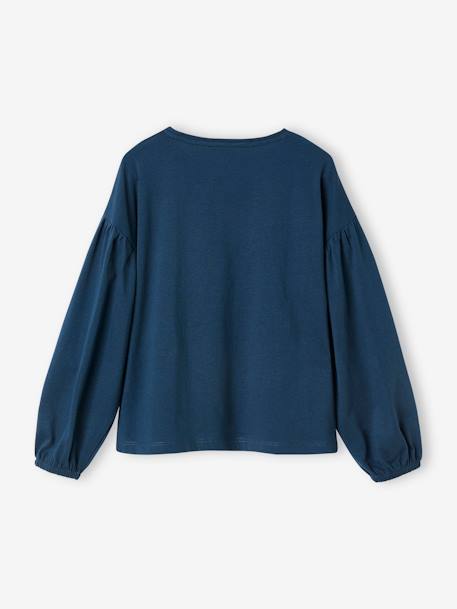 Mädchen Shirt, Flockprint mit Glanzdetails - dunkelviolett+marine - 5