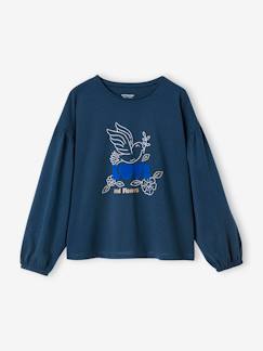 Maedchenkleidung-Shirts & Rollkragenpullover-Mädchen Shirt, Flockprint mit Glanzdetails