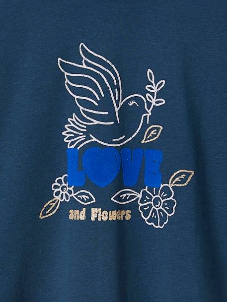 Mädchen Shirt, Flockprint mit Glanzdetails - dunkelviolett+marine - 6