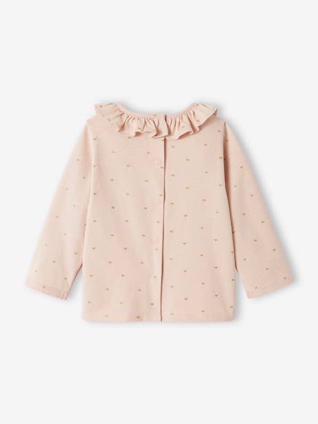 Mädchen Baby Shirt mit Volantkragen, personalisierbar - pudrig rosa+wollweiß herzen - 4