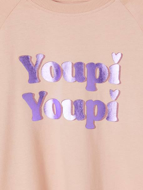 Mädchen Shirt mit Glanz-Schrift, A-Linie - pudrig rosa+schokolade - 4