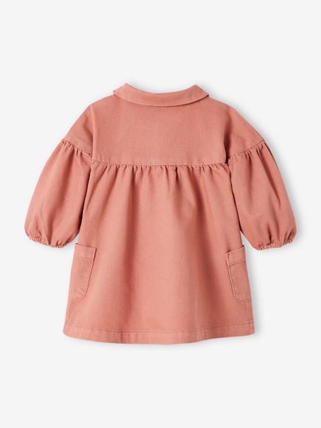 Mädchen Baby Kleid mit Bubikragen - rosa - 3