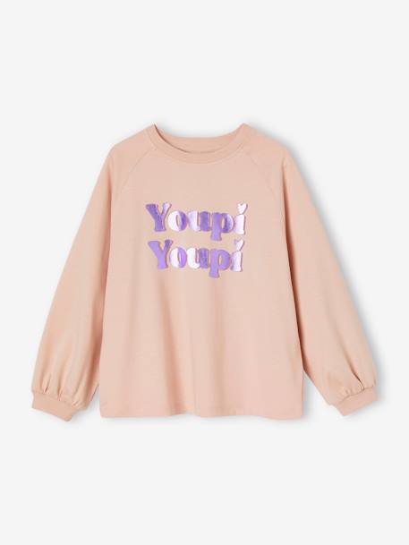 Mädchen Shirt mit Glanz-Schrift, A-Linie - pudrig rosa+schokolade - 2