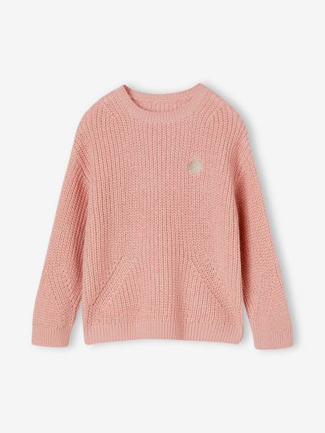 Mädchen Pullover - pudrig rosa+wollweiß - 1
