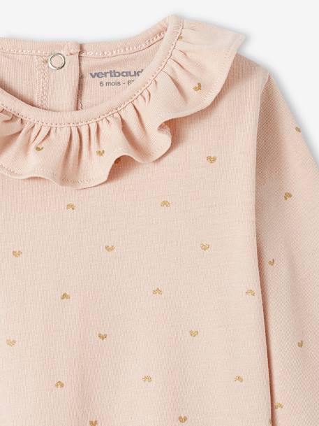 Mädchen Baby Shirt mit Volantkragen, personalisierbar - pudrig rosa+wollweiß herzen - 2