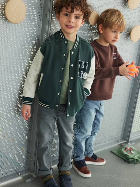 Jungen College-Sweatjacke mit Aufnäher Oeko-Tex - marine+tannengrün - 9