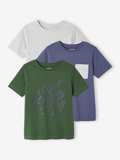 3er-Pack Jungen T-Shirts BASIC Oeko-Tex - aqua+azurblau+cappuccino+grün+weiß meliert - 23