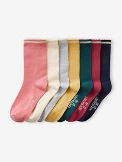 Maedchenkleidung-Sportbekleidung-7er-Pack Mädchen Socken, Glitzerstreifen BASIC Oeko-Tex