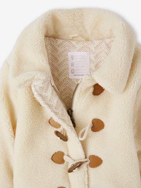 Mädchen Teddyfleece-Mantel mit Knebelverschluss, Wattierung Recycling-Polyester - wollweiß - 7