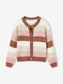 Maedchenkleidung-Pullover, Strickjacken & Sweatshirts-Strickjacken-Flauschiger Mädchen Cardigan mit Streifen