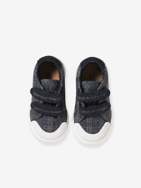Baby Stoff-Sneakers mit Klettverschluss - blau kariert+grau kariert - 9