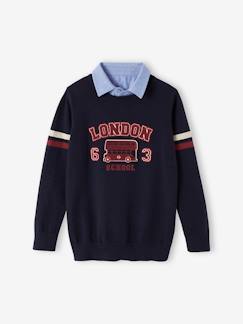 Jungenkleidung-Pullover, Strickjacken, Sweatshirts-Jungen Pullover mit Hemdkragen