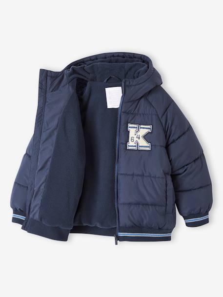 Jungen Steppjacke mit Fleecefutter, Recycling-Polyester - marine+schokolade+tannengrün - 2