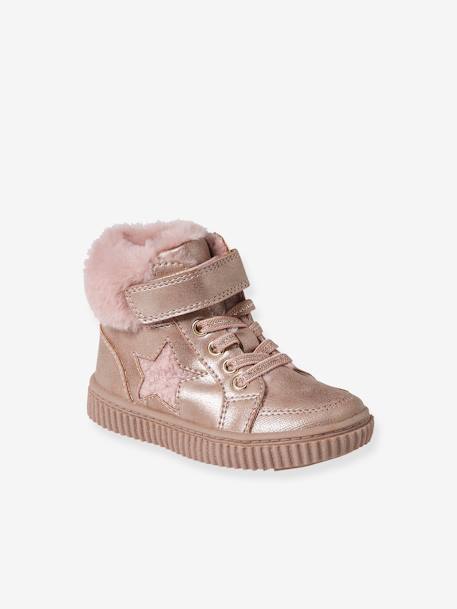 Warme Baby Klett-Sneakers - rosa nude - 1