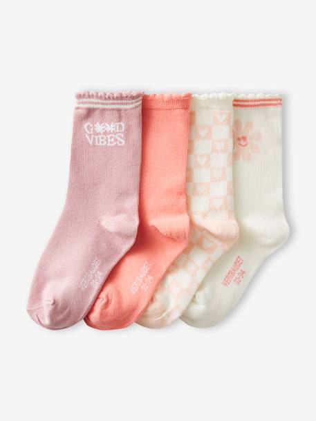 4er-Pack Mädchen Socken, Vintage-Style Oeko-Tex - rosa - 1