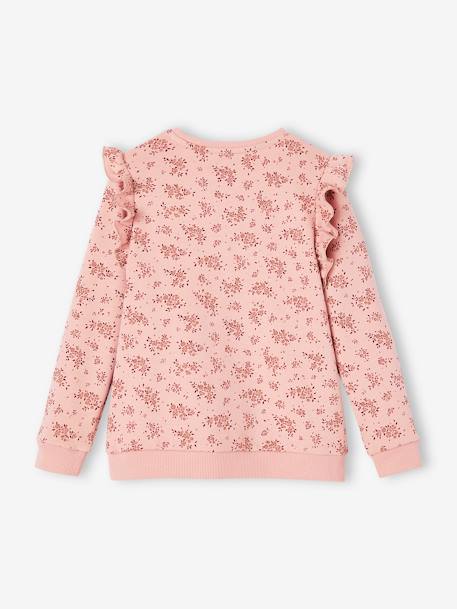 Mädchen Sweatshirt mit Volants und Schriftzug - beige bedruckt+marine+pudrig rosa - 8