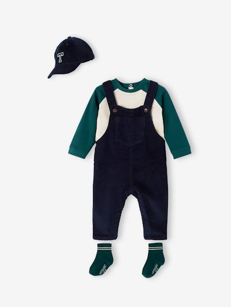 Baby-Set: Shirt, Latzhose, Cap & Socken - nachtblau - 2