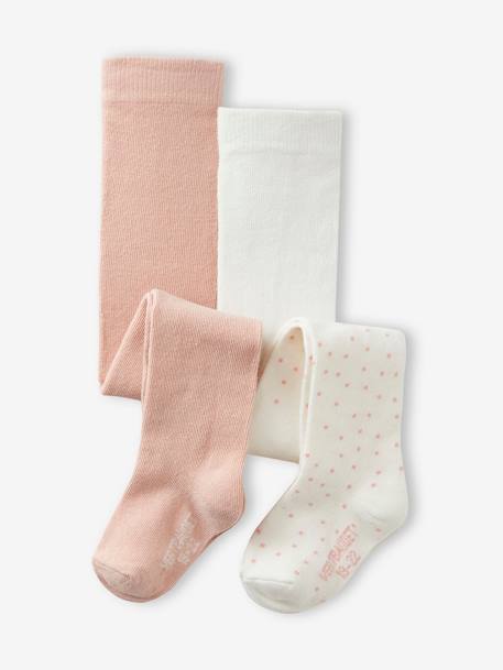 2er-Pack Mädchen Baby Strumpfhosen Oeko-Tex - pudrig rosa - 1