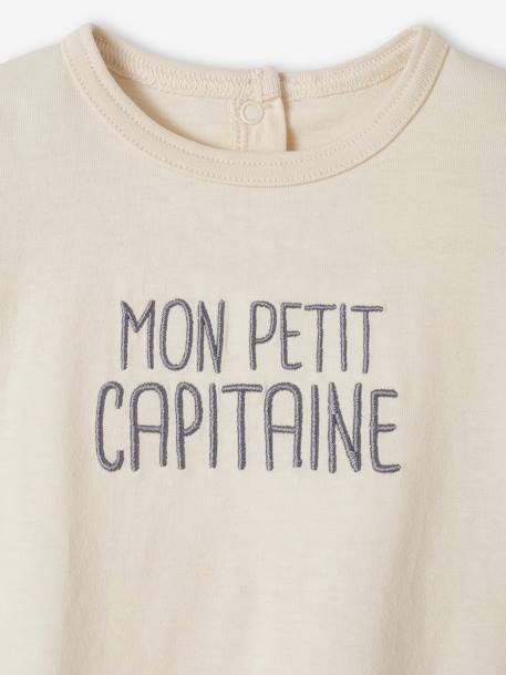 Baby Shirt MON PETIT CAPITAINE, personalisierbar - aqua+wollweiß - 9
