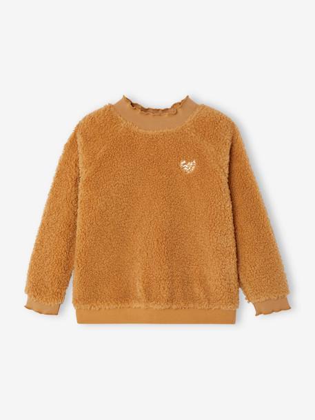 Mädchen Sweatshirt aus Teddyfleece - beige+karamell - 8
