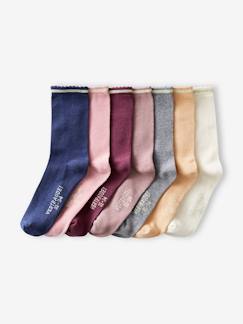 Maedchenkleidung-Unterwäsche, Socken, Strumpfhosen-7er-Pack Mädchen Socken, Glitzerstreifen BASIC Oeko-Tex