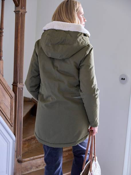 Umstands-Winterjacke mit Webpelz-Futter - khaki - 5