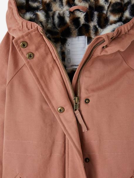 Mädchen Winterjacke mit Kapuze, Wattierung Recycling-Polyester - altrosa+khaki - 6