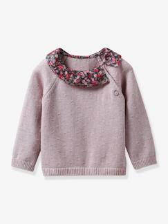 Babymode-Pullover, Strickjacken & Sweatshirts-Pullover-Baby Pullover mit Liberty-Kragen CYRILLUS