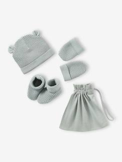 Babymode-Accessoires-Mützen, Schals & Handschuhe-Baby-Set: Mütze, Fäustlinge & Schühchen im Geschenkbeutel Oeko Tex