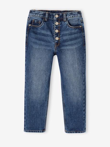 Mädchen Mom-Fit-Jeans, WATERLESS Hüftweite COMFORT - blue stone+jeansblau - 6