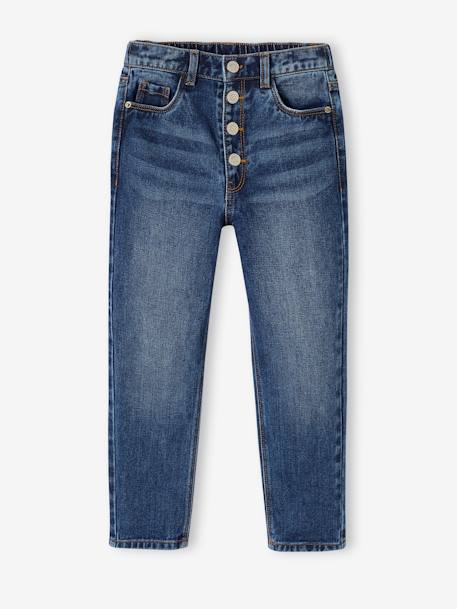Mädchen Mom-Fit-Jeans, WATERLESS Hüftweite SLIM - blue stone+double stone+jeansblau - 9