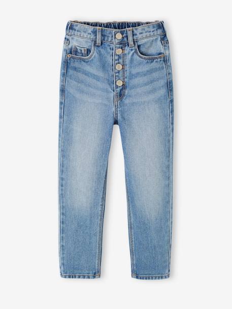 Mädchen Mom-Fit-Jeans, WATERLESS Hüftweite SLIM - blue stone+double stone+jeansblau - 1