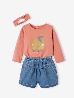 Babymode-Baby-Sets-Mädchen Baby-Set: Shirt, Haarband & Shorts