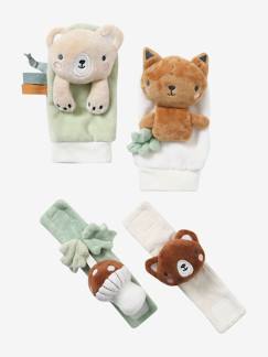 Spielzeug-Baby Rassel-Set: Armbänder & Socken GRÜNER WALD