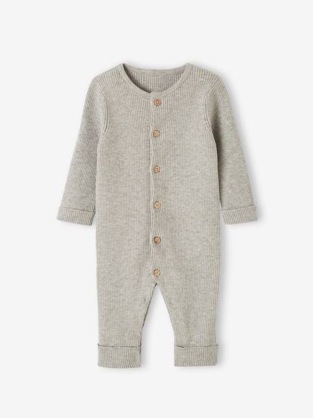 Baby Overall, lange Ärmel Oeko-Tex - beige meliert+grau meliert+nachtblau - 6