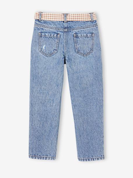 Mädchen Straight-Fit-Jeans mit Stoffgürtel WATERLESS - blue stone - 2