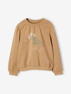 Maedchenkleidung-Mädchen Sweatshirt mit Flockprint-Blumen