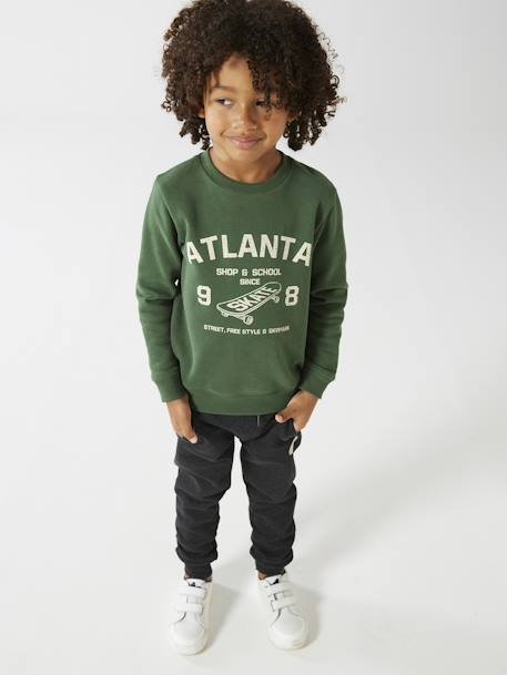 Jungen Sweatshirt BASIC - grün+nachtblau+pekannüsse - 7