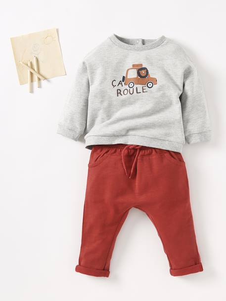 Sweathose für Jungen Baby  BASIC Oeko-Tex - dunkelblau+dunkelrosa+graublau+graugrün+hellblau+hellgrau meliert+karamell - 7