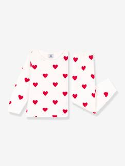 Maedchenkleidung-Schlafanzüge & Nachthemden-Kinder Schlafanzug mit Herzen PETIT BATEAU, Sweatware