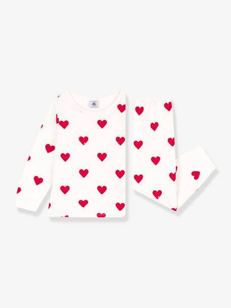 Kinder Schlafanzug mit Herzen PETIT BATEAU, Sweatware - weiß bedruckt - 1