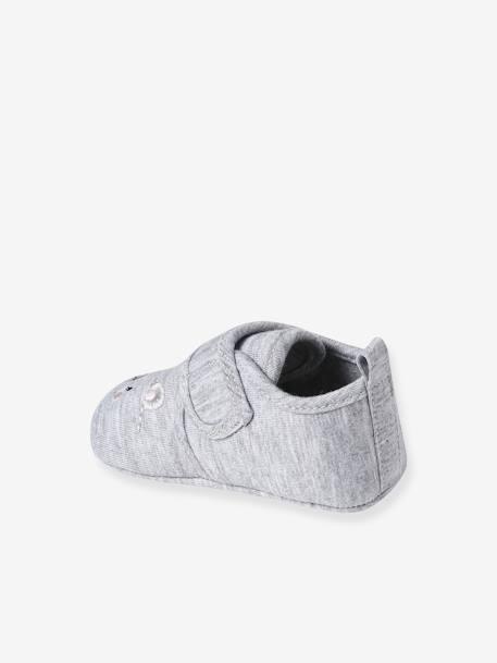 Baby Stoff-Krabbelschuhe mit Klett - grau meliert - 5