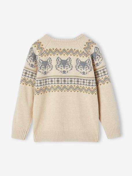 Jungen Pullover, Jacquardmuster Oeko-Tex - weiß meliert - 2