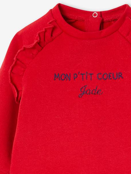 Baby Sweatshirt MON P'TIT COEUR, personalisierbar - altrosa+rot - 9