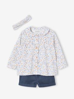 -Mädchen Baby-Set: Shirt, Shorts & Haarband Oeko-Tex