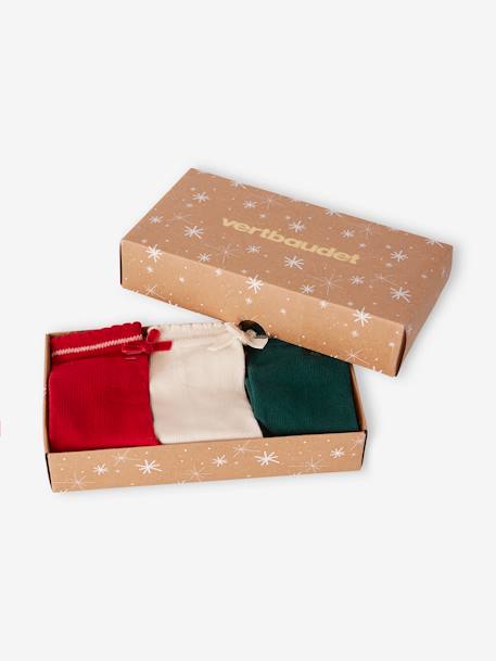Mädchen Weihnachts-Geschenkset: 3er-Pack Socken mit Schleife - rot - 4