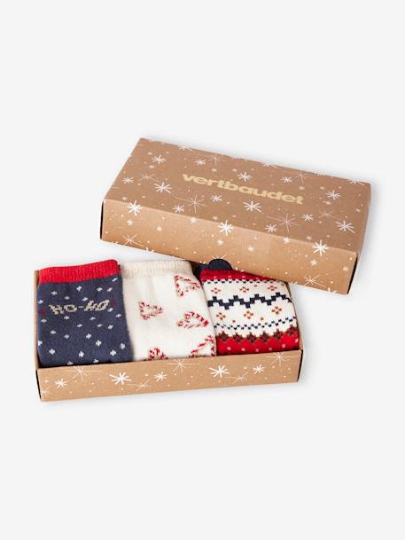 Mädchen Weihnachts-Geschenkset: 3er-Pack Socken Oeko-Tex - rot - 4
