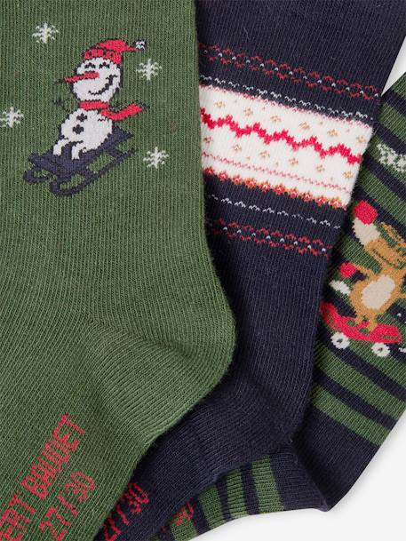 Jungen Weihnachts-Geschenkset: 3er-Pack Socken Oeko-Tex - tannengrün - 3
