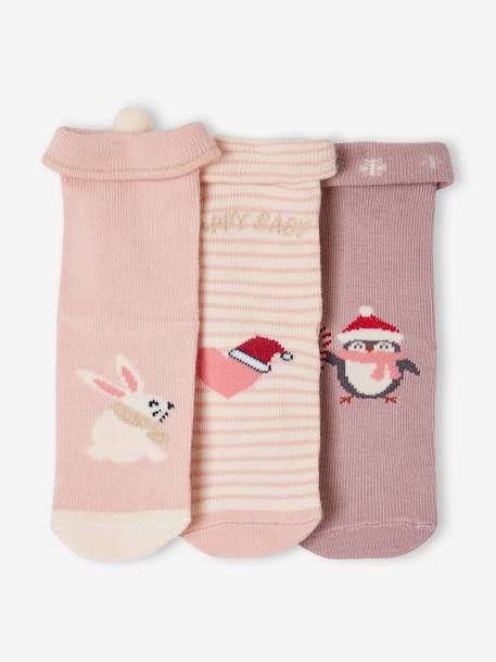 Mädchen Baby Weihnachts-Geschenkset Socken Oeko-Tex - altrosa - 3