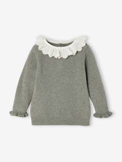 Babymode-Pullover, Strickjacken & Sweatshirts-Baby Strickpullover, Kragen mit Lochstickerei